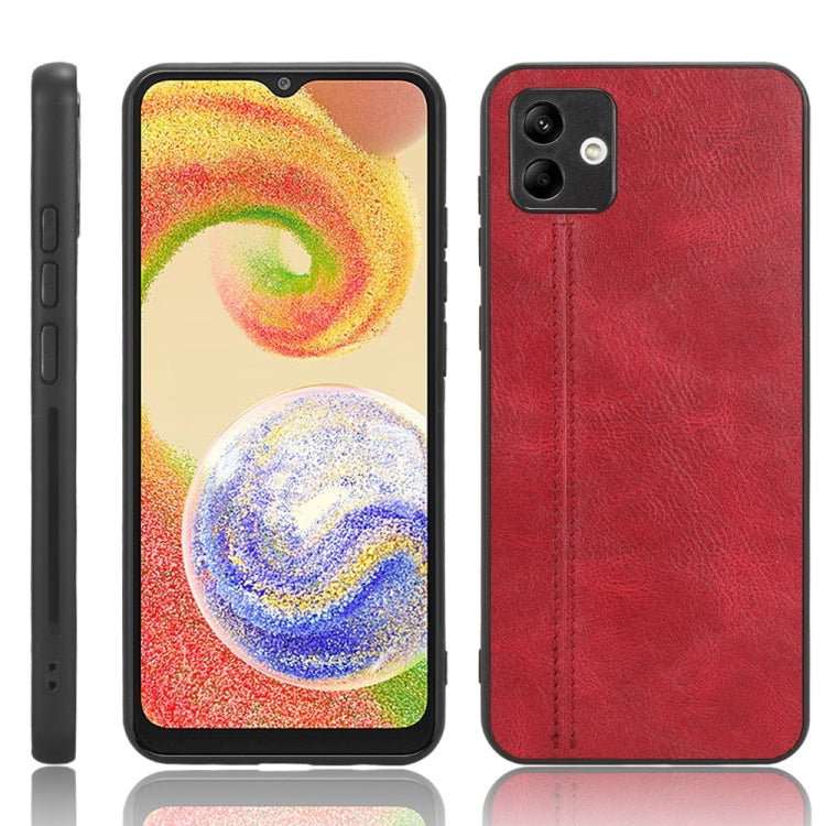 For Samsung Galaxy A04 4G Sewing Cow Pattern Skin PC + PU + TPU Phone Case