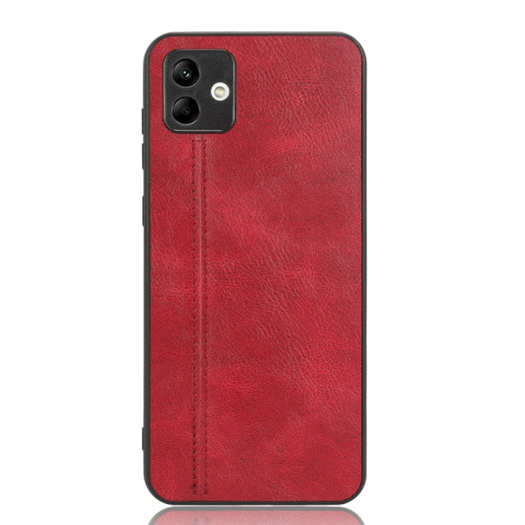 For Samsung Galaxy A04 4G Sewing Cow Pattern Skin PC + PU + TPU Phone Case