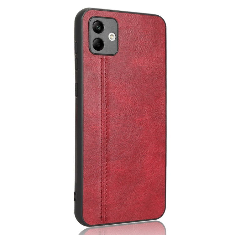 For Samsung Galaxy A04 4G Sewing Cow Pattern Skin PC + PU + TPU Phone Case