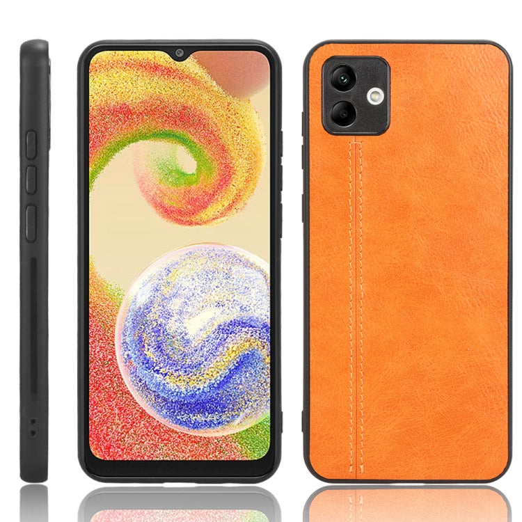 For Samsung Galaxy A04 4G Sewing Cow Pattern Skin PC + PU + TPU Phone Case