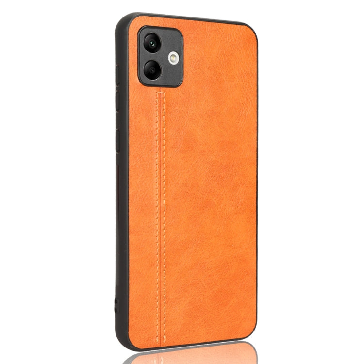 For Samsung Galaxy A04 4G Sewing Cow Pattern Skin PC + PU + TPU Phone Case