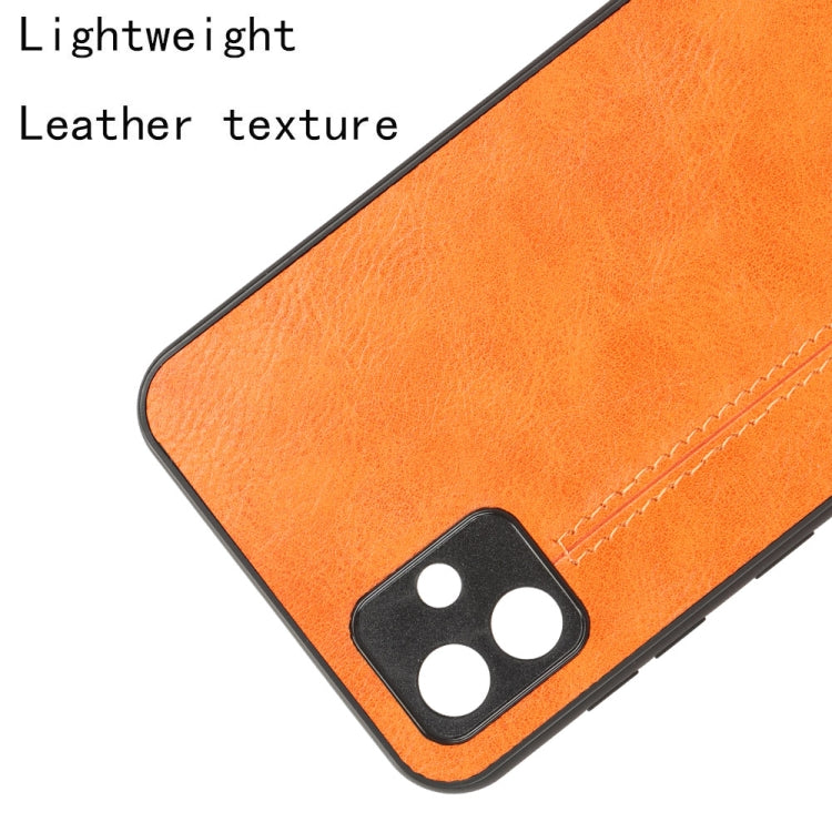 For Samsung Galaxy A04 4G Sewing Cow Pattern Skin PC + PU + TPU Phone Case