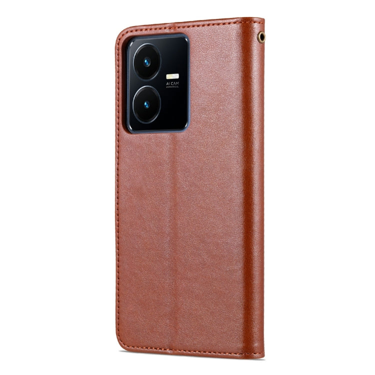 For vivo Y22/Y22s/Y35 4G AZNS Sheepskin Texture Flip Leather Phone Case