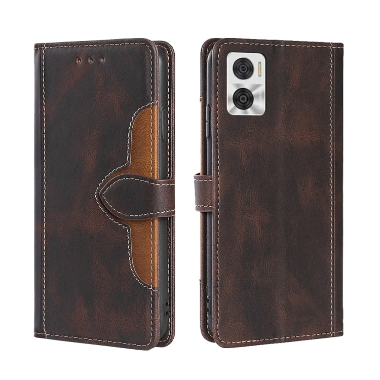 For Motorola Moto E22/E22i Skin Feel Magnetic Buckle Leather Phone Case