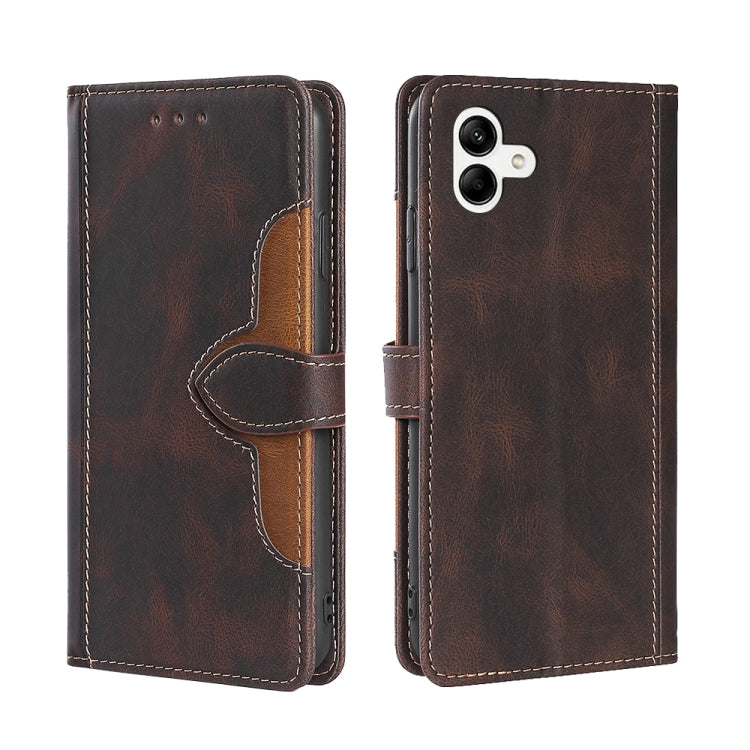 For Samsung Galaxy A04 Skin Feel Magnetic Buckle Leather Phone Case