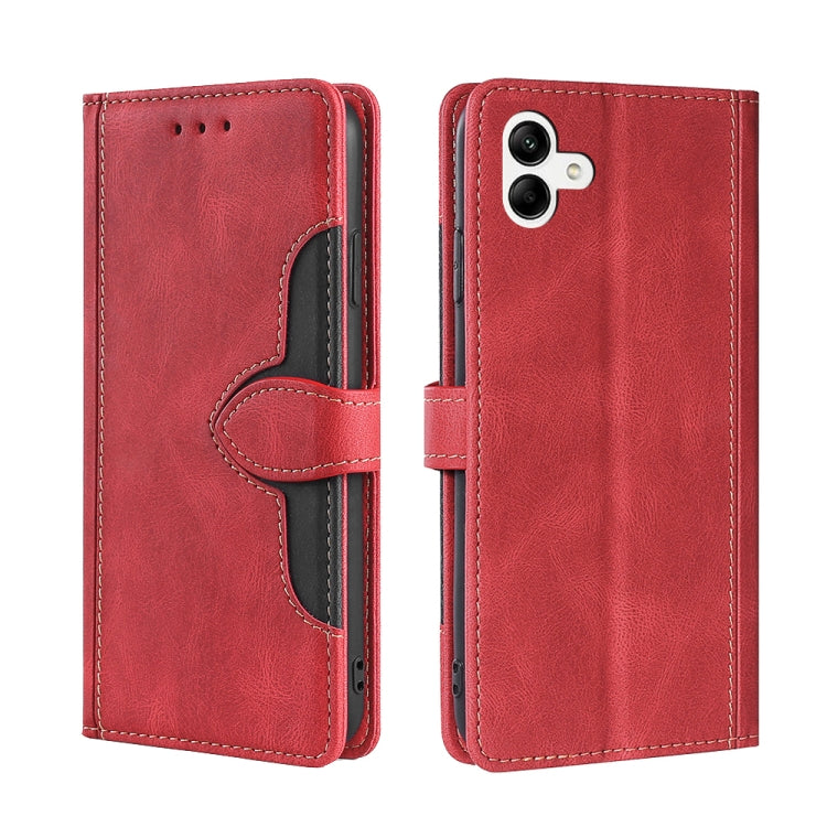For Samsung Galaxy A04 Skin Feel Magnetic Buckle Leather Phone Case