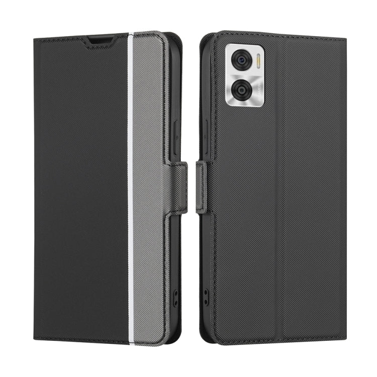 For Motorola Moto E22/E22i Twill Texture Side Buckle Leather Phone Case