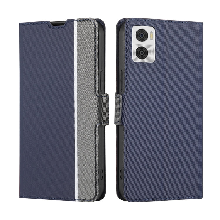 For Motorola Moto E22/E22i Twill Texture Side Buckle Leather Phone Case