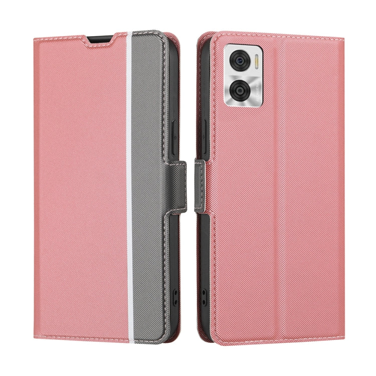 For Motorola Moto E22/E22i Twill Texture Side Buckle Leather Phone Case