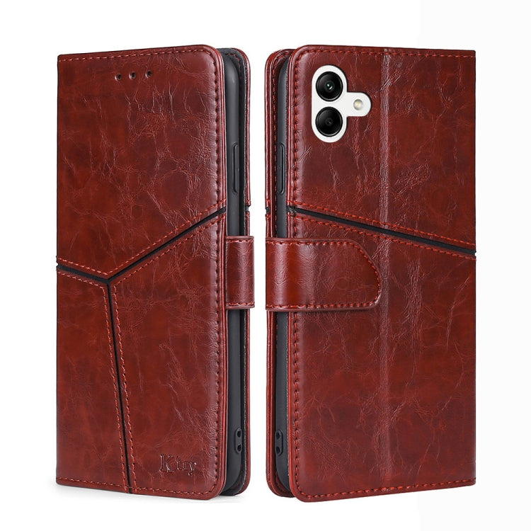 For Samsung Galaxy A04 Geometric Stitching Horizontal Flip Leather Phone Case