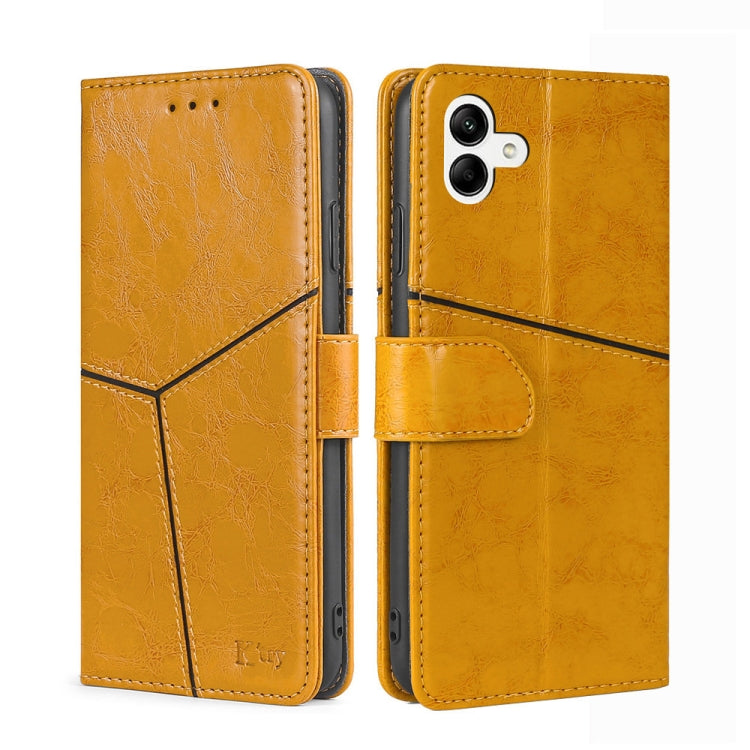 For Samsung Galaxy A04 Geometric Stitching Horizontal Flip Leather Phone Case