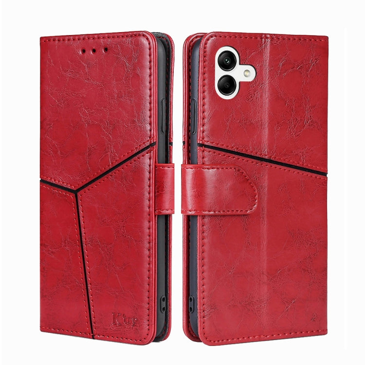 For Samsung Galaxy A04 Geometric Stitching Horizontal Flip Leather Phone Case