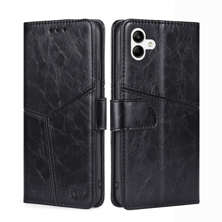 For Samsung Galaxy A04 Geometric Stitching Horizontal Flip Leather Phone Case