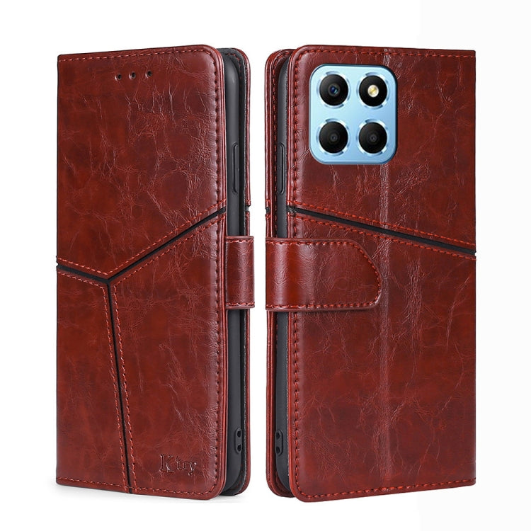For Honor X8 5G/X6 Geometric Stitching Horizontal Flip Leather Phone Case