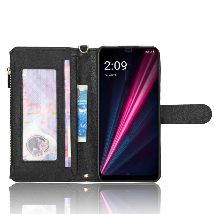 For T-Mobile Revvl 6 5G Litchi Texture Zipper Leather Phone Case