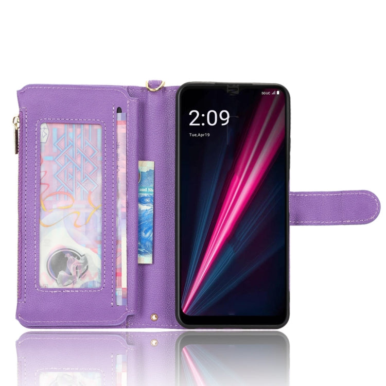 For T-Mobile Revvl 6 5G Litchi Texture Zipper Leather Phone Case