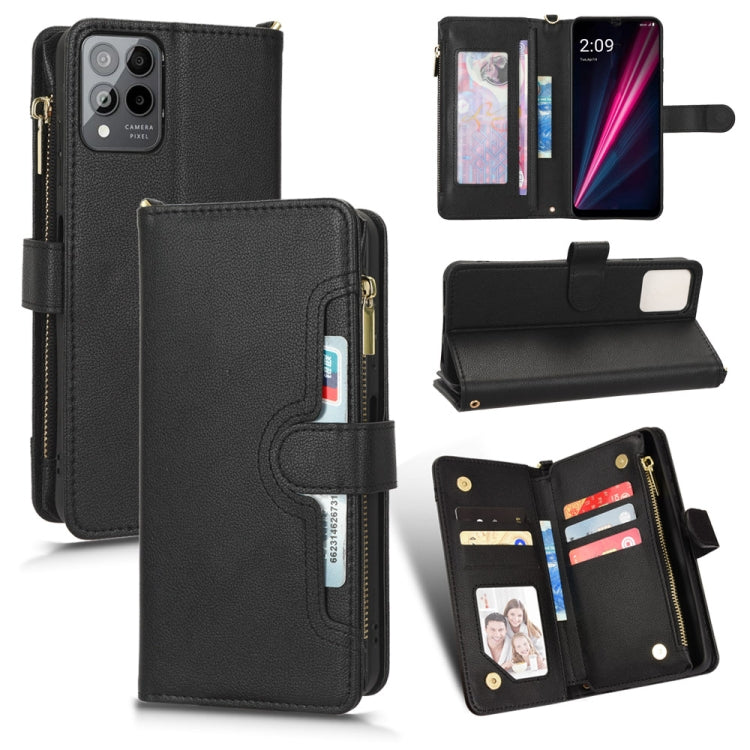 For T-Mobile REVVL 6 Pro 5G Litchi Texture Zipper Leather Phone Case