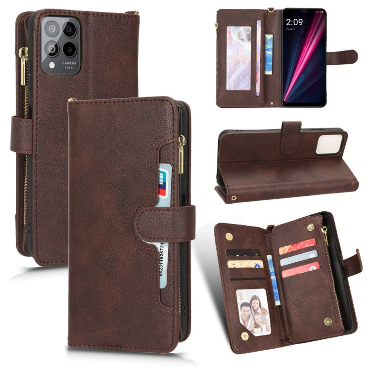 For T-Mobile REVVL 6 Pro 5G Litchi Texture Zipper Leather Phone Case