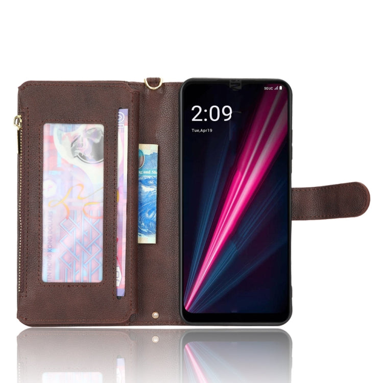 For T-Mobile REVVL 6 Pro 5G Litchi Texture Zipper Leather Phone Case