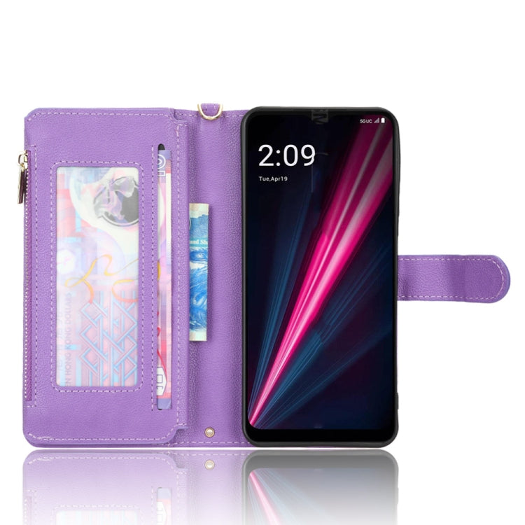 For T-Mobile REVVL 6 Pro 5G Litchi Texture Zipper Leather Phone Case