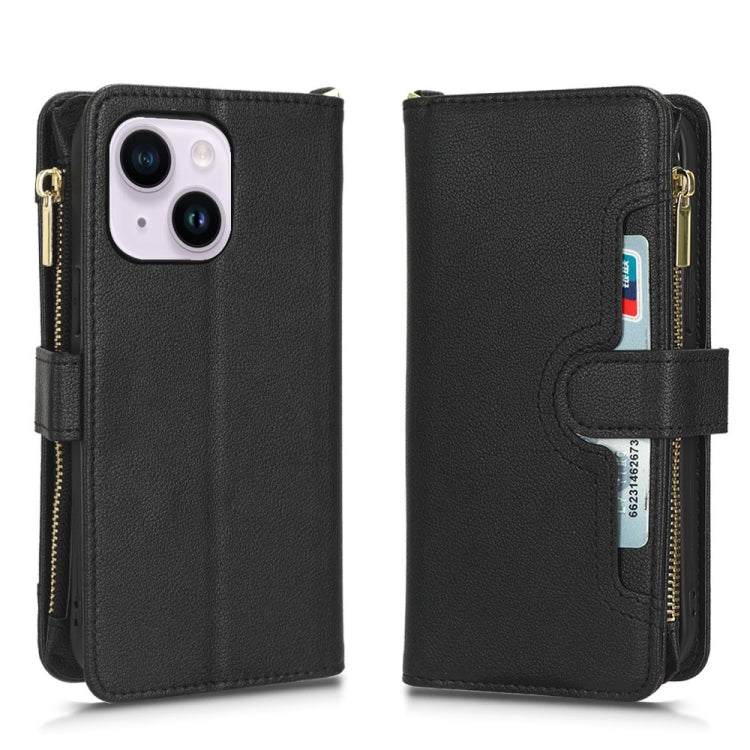 For iPhone 14 Plus Litchi Texture Zipper Leather Phone Case