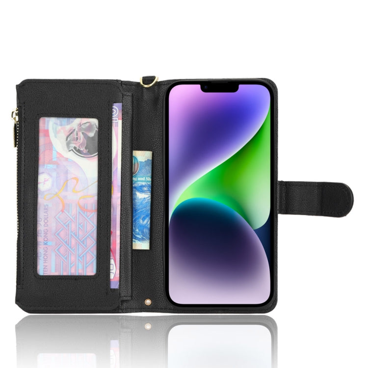 For iPhone 14 Plus Litchi Texture Zipper Leather Phone Case