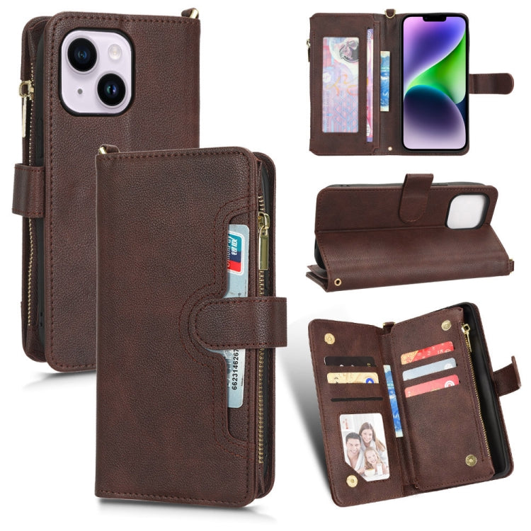 For iPhone 14 Plus Litchi Texture Zipper Leather Phone Case