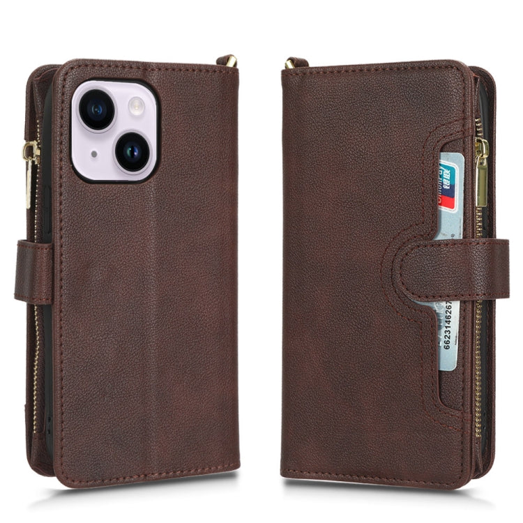 For iPhone 14 Plus Litchi Texture Zipper Leather Phone Case