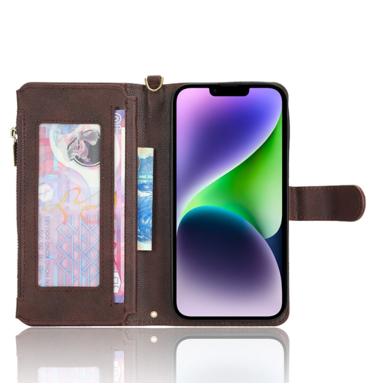 For iPhone 14 Plus Litchi Texture Zipper Leather Phone Case
