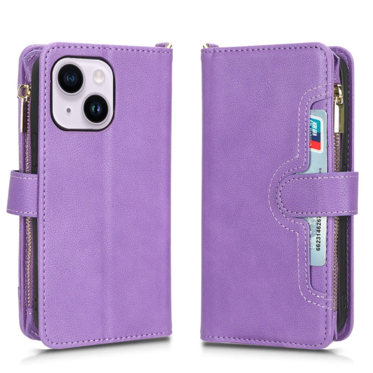 For iPhone 14 Plus Litchi Texture Zipper Leather Phone Case