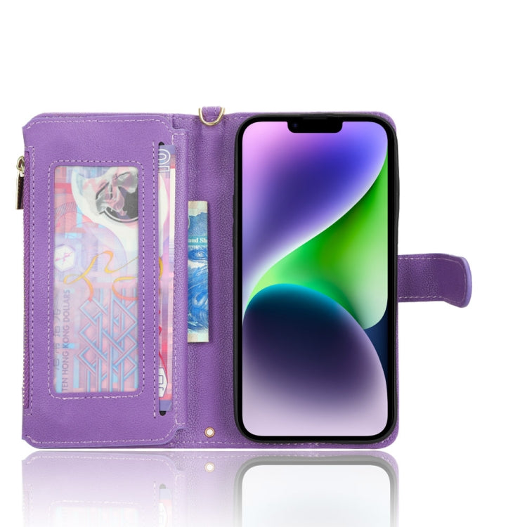 For iPhone 14 Plus Litchi Texture Zipper Leather Phone Case