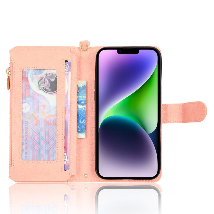 For iPhone 14 Plus Litchi Texture Zipper Leather Phone Case