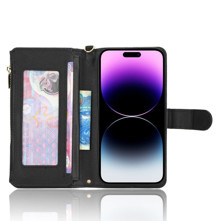 For iPhone 14 Pro Max Litchi Texture Zipper Leather Phone Case