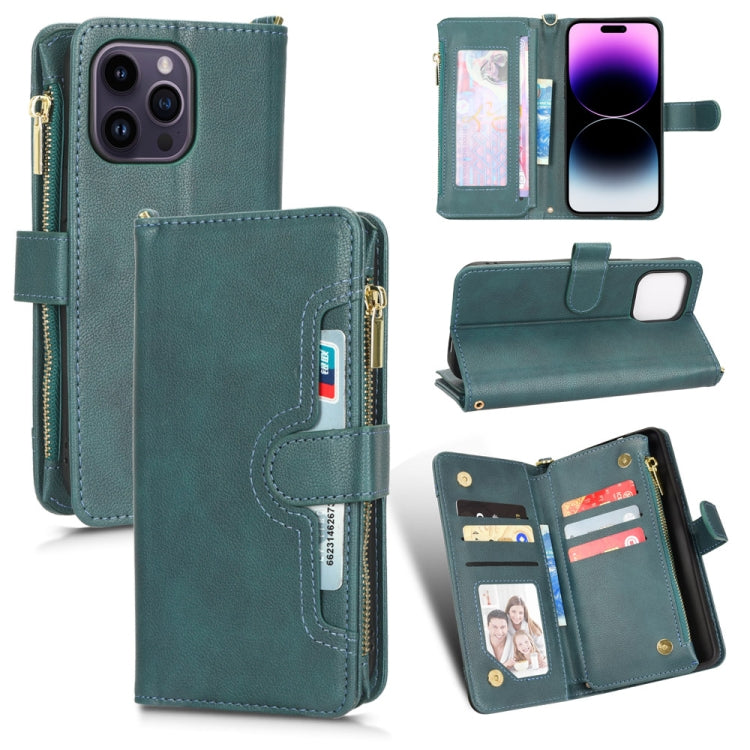For iPhone 14 Pro Max Litchi Texture Zipper Leather Phone Case