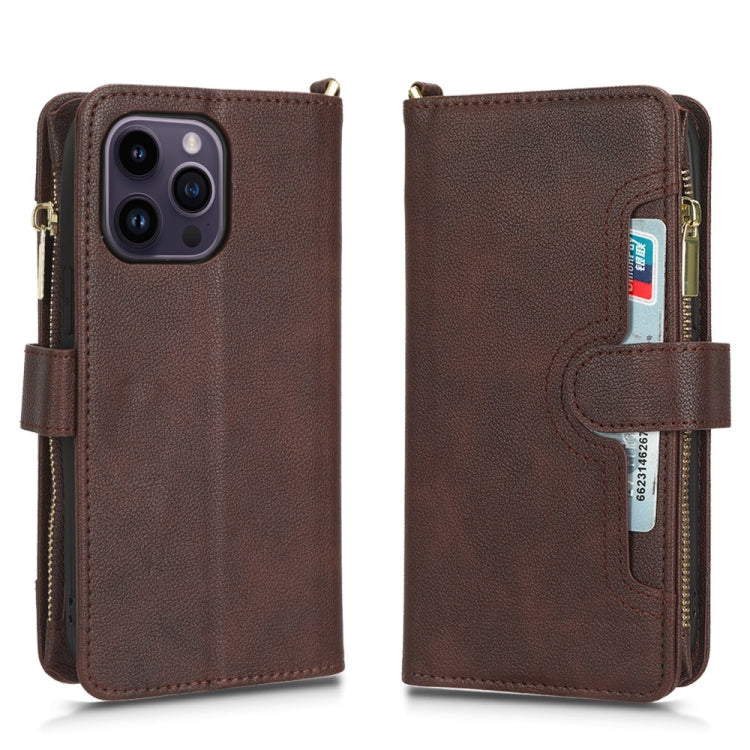 For iPhone 14 Pro Max Litchi Texture Zipper Leather Phone Case