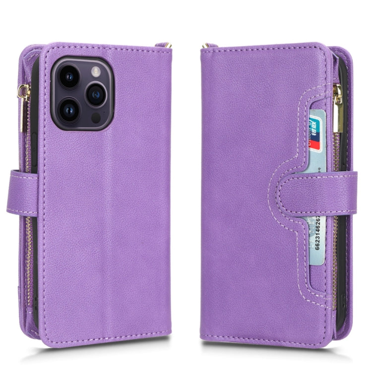 For iPhone 14 Pro Max Litchi Texture Zipper Leather Phone Case