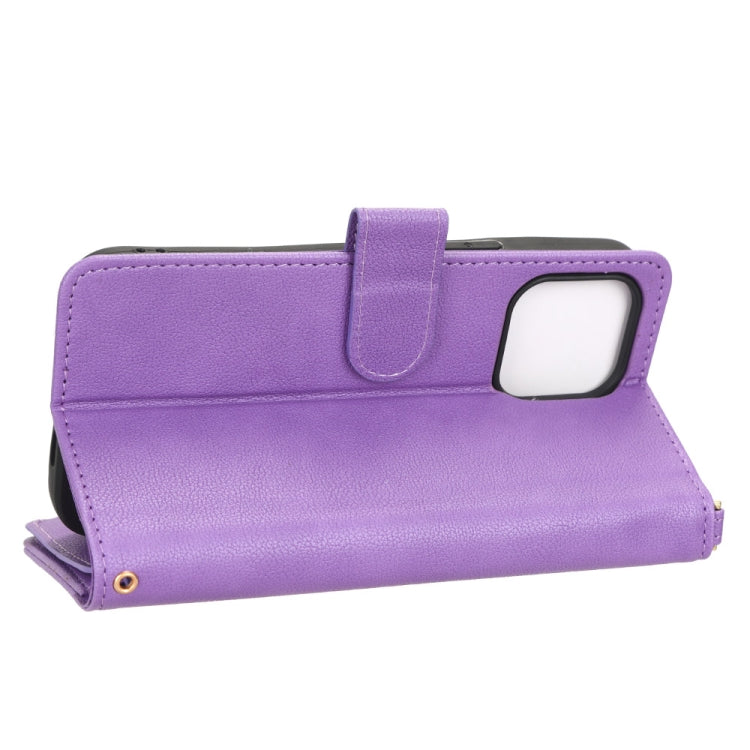For iPhone 14 Pro Max Litchi Texture Zipper Leather Phone Case
