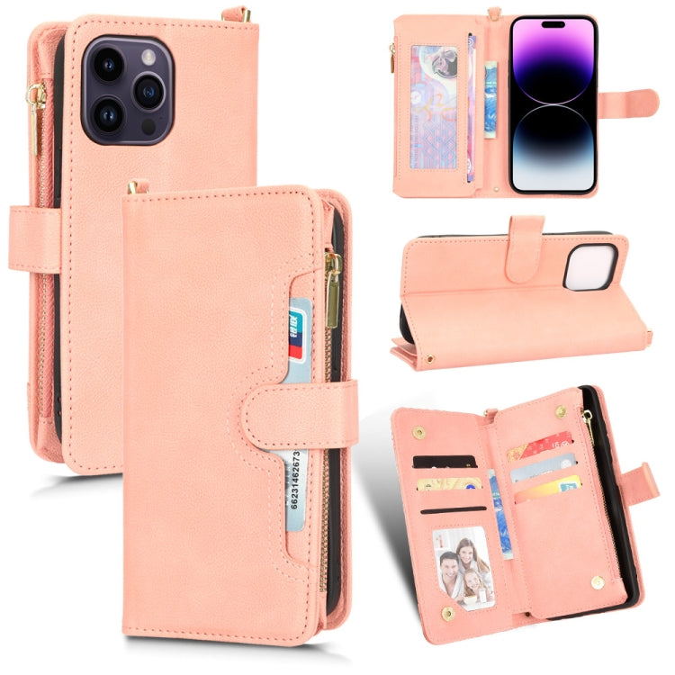 For iPhone 14 Pro Max Litchi Texture Zipper Leather Phone Case
