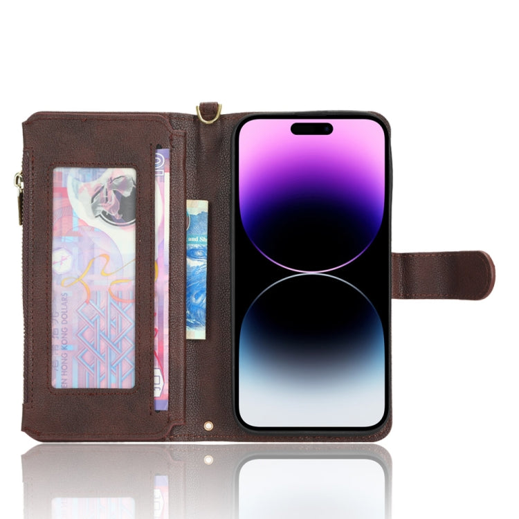 For iPhone 14 Pro Litchi Texture Zipper Leather Phone Case
