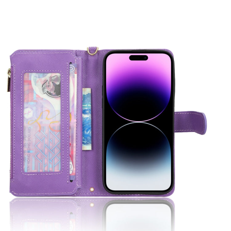 For iPhone 14 Pro Litchi Texture Zipper Leather Phone Case
