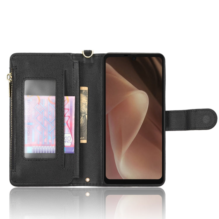 For Sharp Aquos Sense7 Plus Litchi Texture Zipper Leather Phone Case