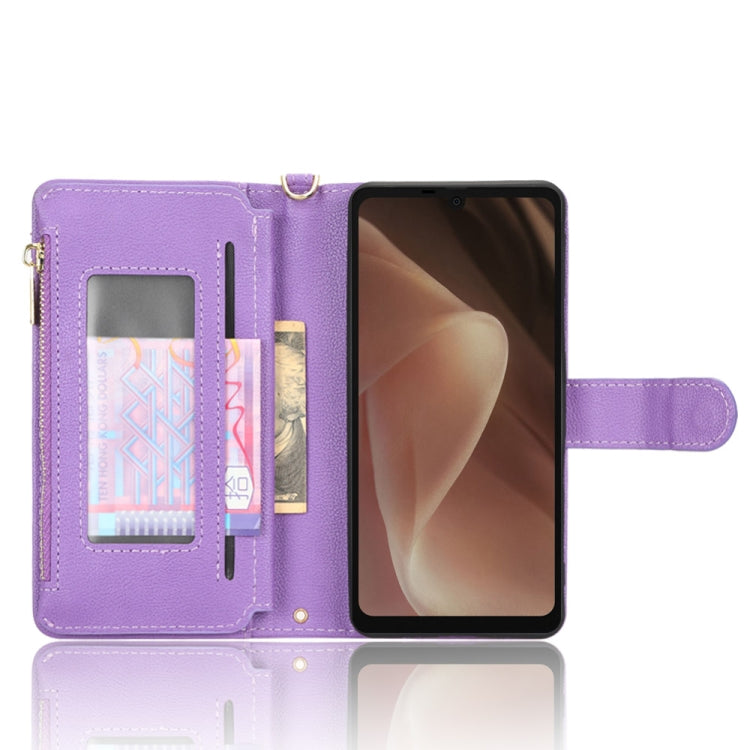 For Sharp Aquos Sense7 Plus Litchi Texture Zipper Leather Phone Case