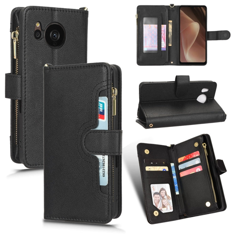 For Sharp Aquos Sense7 Litchi Texture Zipper Leather Phone Case