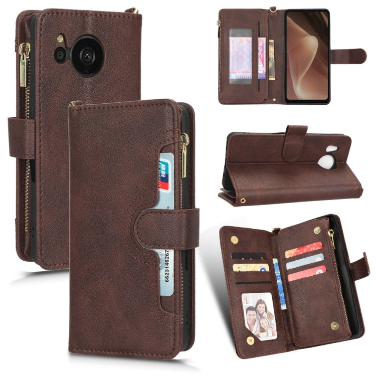 For Sharp Aquos Sense7 Litchi Texture Zipper Leather Phone Case