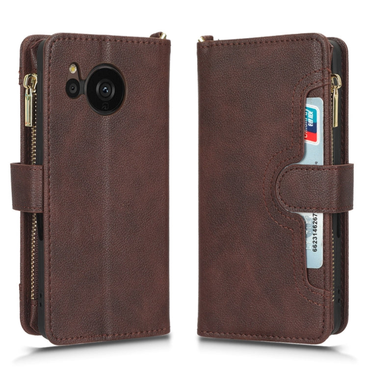 For Sharp Aquos Sense7 Litchi Texture Zipper Leather Phone Case