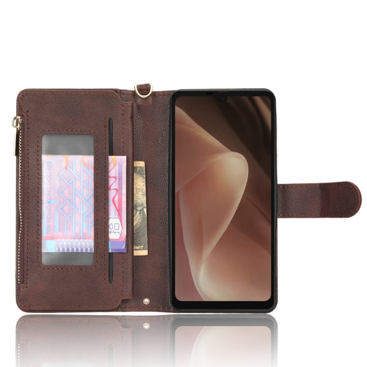 For Sharp Aquos Sense7 Litchi Texture Zipper Leather Phone Case