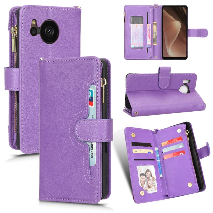For Sharp Aquos Sense7 Litchi Texture Zipper Leather Phone Case