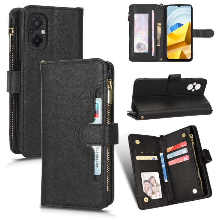 For Xiaomi Poco M5 Litchi Texture Zipper Leather Phone Case