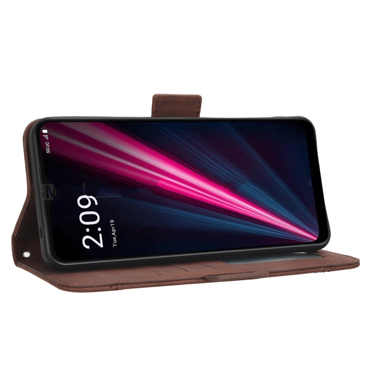 For T-Mobile Revvl 6 5G Skin Feel Calf Texture Card Slots Leather Phone Case