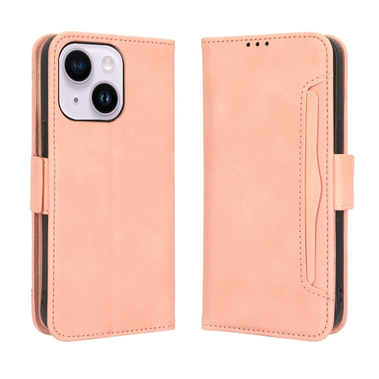 For iPhone 14 Plus Skin Feel Calf Texture Card Slots Leather Phone Case